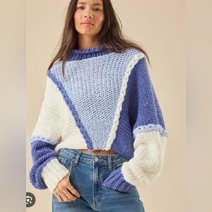 Altar'd State Blue and White Knit Sweater